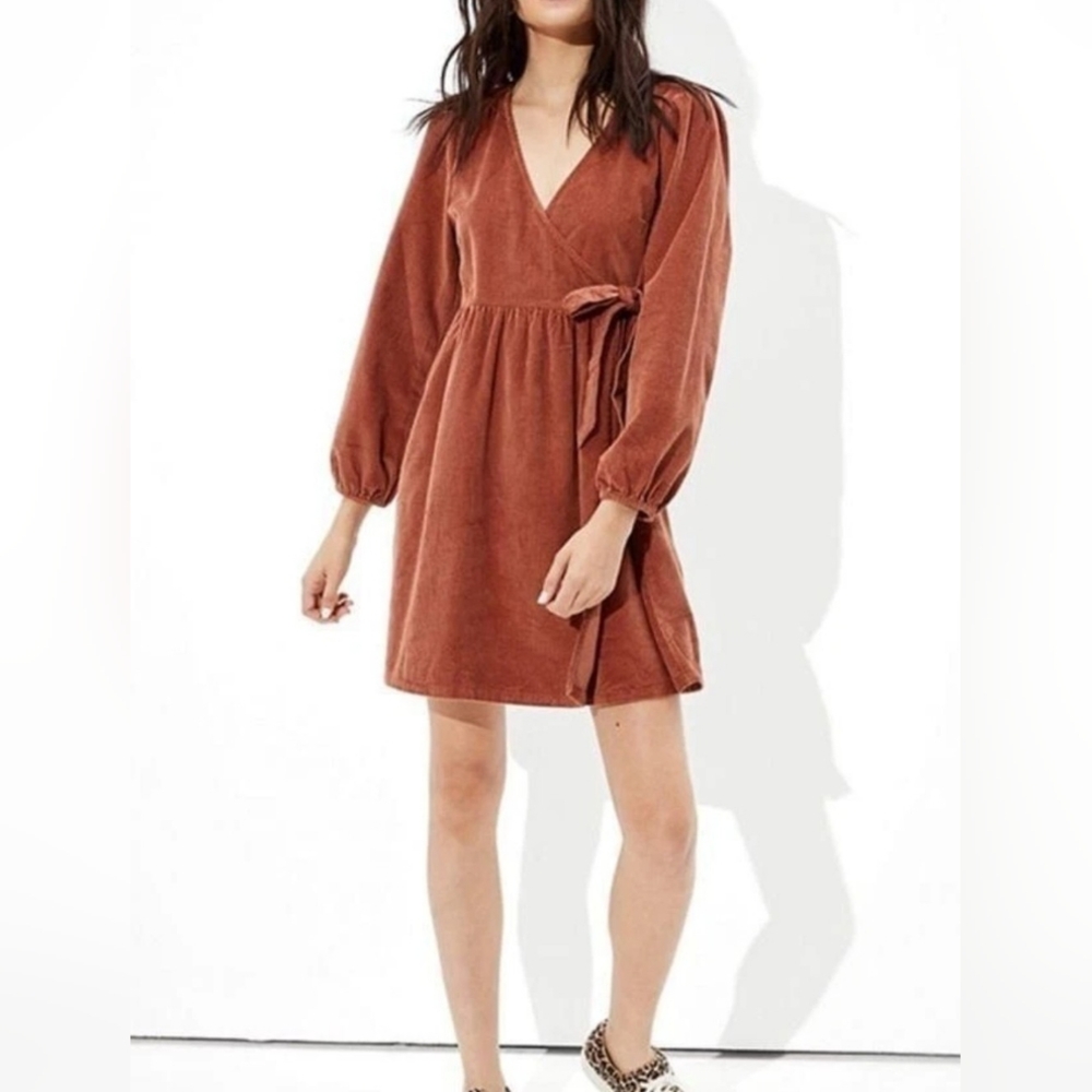 Pre-owned American Eagle Outfitters Rust Long Sleeve Dress